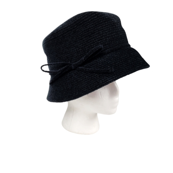August Hats Black Textured Fabric Bucket Hat Women's OS - Picture 1 of 10